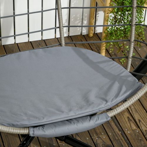 Grey PE Rattan Hanging Swing Chair with Stand & Cup Holder