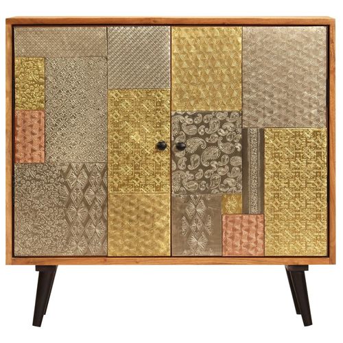 Acacia Wood Sideboard with Decorative Metal Accents