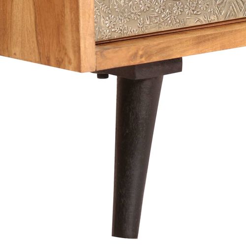 Acacia Wood Sideboard with Decorative Metal Accents