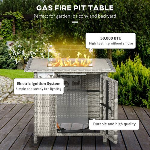 Gas Fire Pit Table with Cover & Windscreen