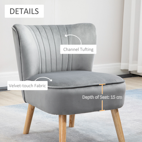 Elegant Velvet-Feel Accent Chair & Ottoman Set - Light Grey Comfort & Style