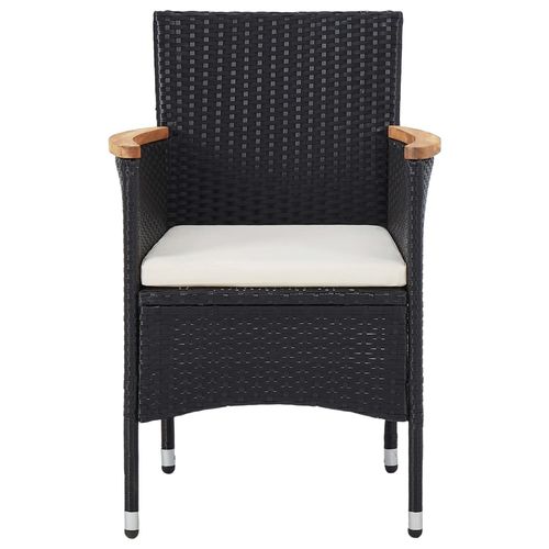 5-Piece Garden Bistro Set: Poly Rattan & Solid Wood in Black
