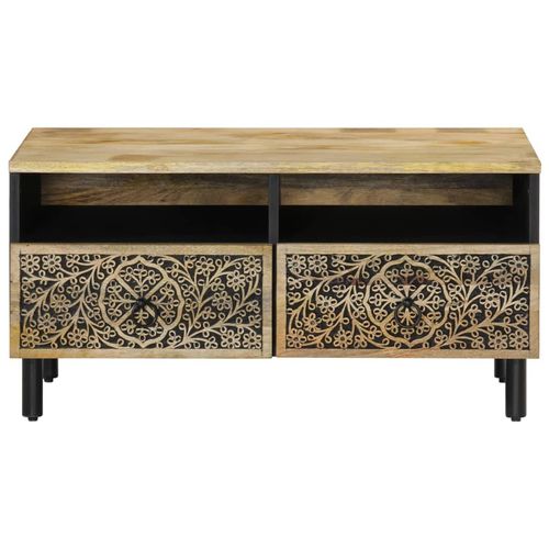 Hand-Carved Solid Mango Wood Coffee Table