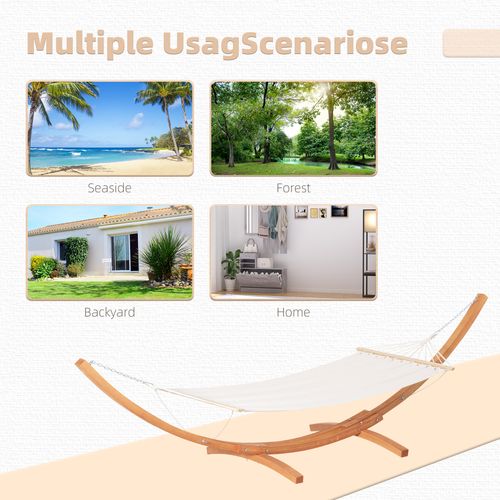 Outdoor Hammock with Curved Wooden Stand