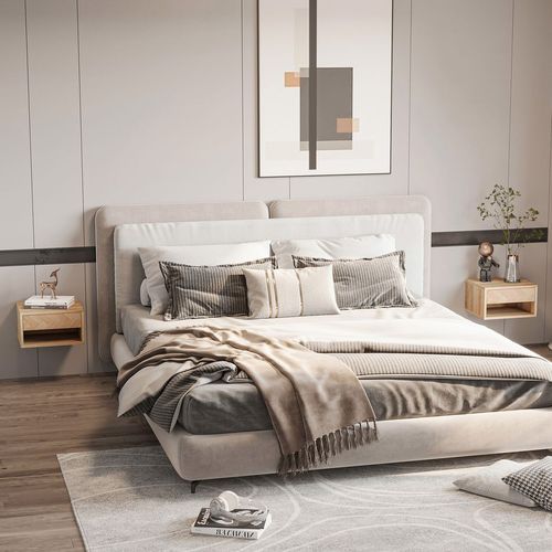 Set of 2 Floating Bedside Tables with Drawer