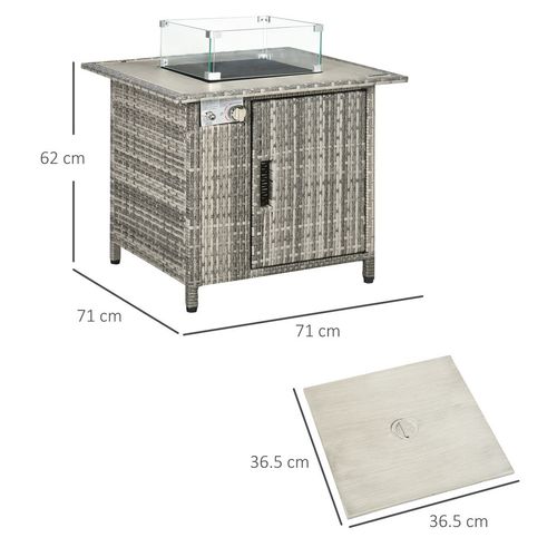 Gas Fire Pit Table with Cover & Windscreen