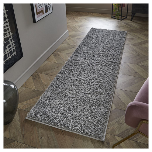 Larissa Ghost Grey Shaggy Runner - Luxurious 67x200cm Machine Washable floor art
