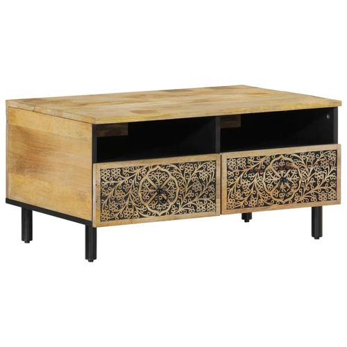 Hand-Carved Solid Mango Wood Coffee Table