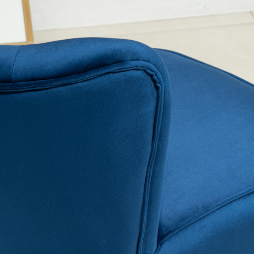 Velvet Accent Chair & Ottoman Set - Elegant Dark Blue Comfort