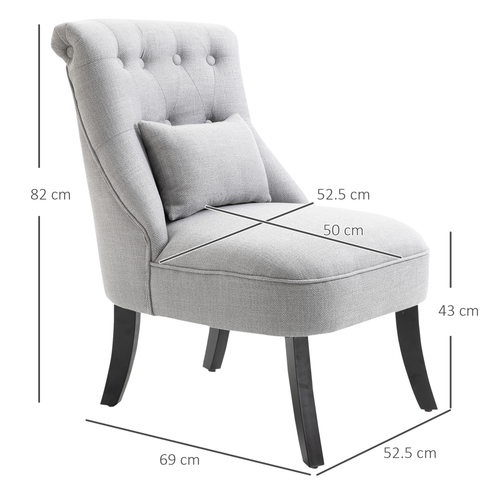 Fabric Single Sofa Dining Chair with Pillow – Solid Wood Legs