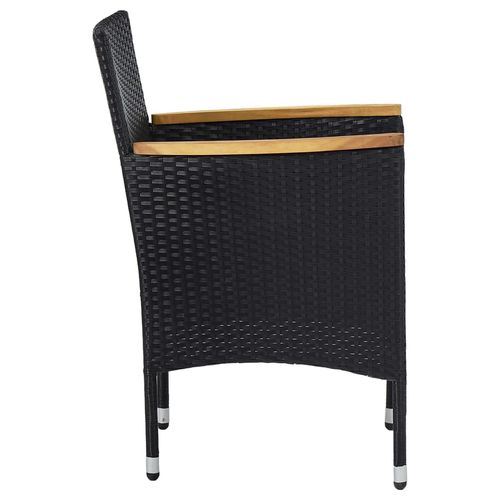 5-Piece Black Garden Dining Set: Poly Rattan & Solid Wood
