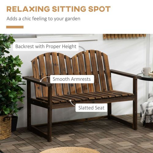 Rustic Outdoor Wooden Loveseat Bench for Two