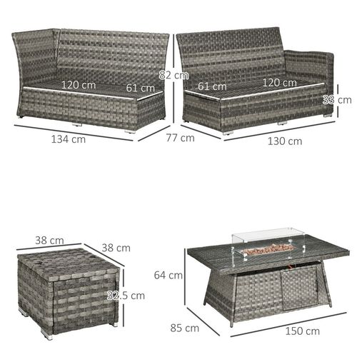 7-Piece Rattan Garden Set with Fire Pit –
