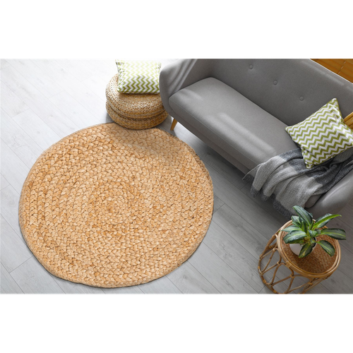 Heaton Circle Handwoven Jute Rug - 60x60cm Natural
