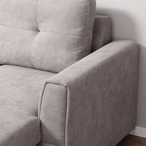 Linen-Look L-Shaped Sofa Bed.