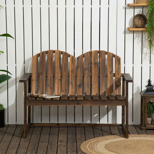 Rustic Outdoor Wooden Loveseat Bench for Two