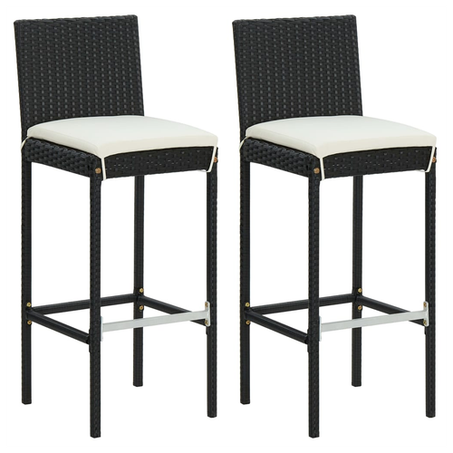 3-Piece Black Garden Bar Set with Cream Cushions
