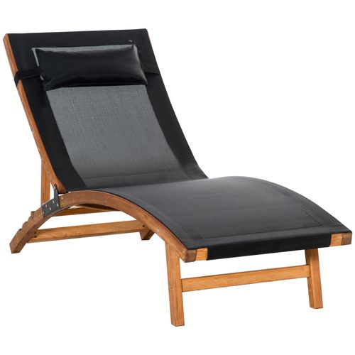 Outsunny Adjustable Ergonomic Outdoor Chaise Lounge with Pillow - Black