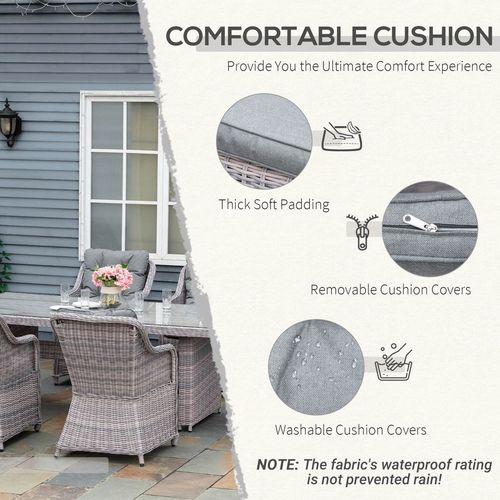 7-Piece Rattan Wicker Patio Dining Set with Tempered Glass Table