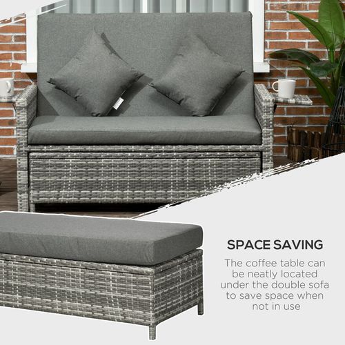 Adjustable Rattan 2-Seater Patio Daybed with Storage & Cushions