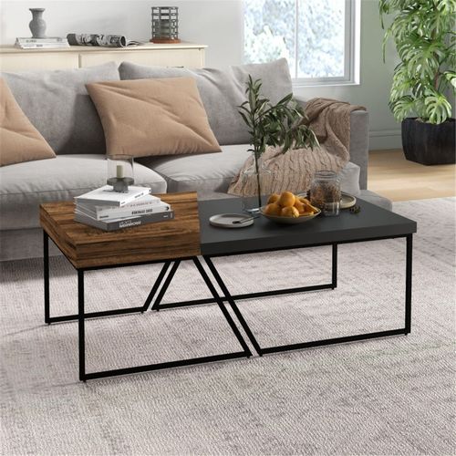 Dual Coffee & Bar Table Set - Industrial Design & Space-Saving Elegance