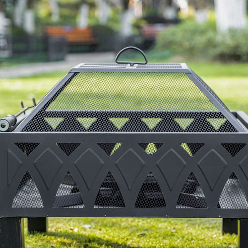 Outdoor Fire Pit with Protective Screen