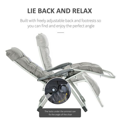 2-Pack Zero Gravity Folding Lounger Chairs with Cushions - Dark Grey