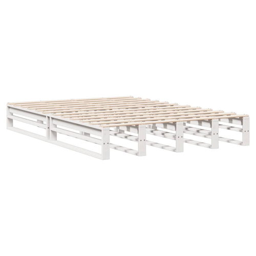 King Size Bookcase Bed - Stylish White Solid Pinewood Frame
