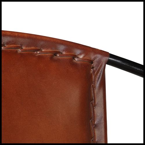 vidaXL Brown Real Leather Chair
