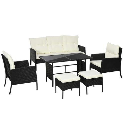 Rattan Garden Sofa Set with Cushions - 5-Piece Patio Comfort