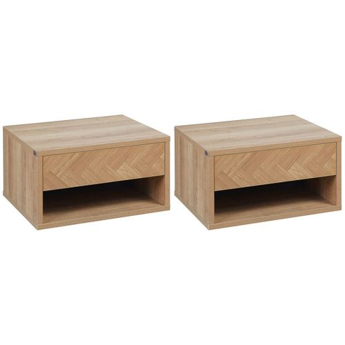 Set of 2 Floating Bedside Tables with Drawer
