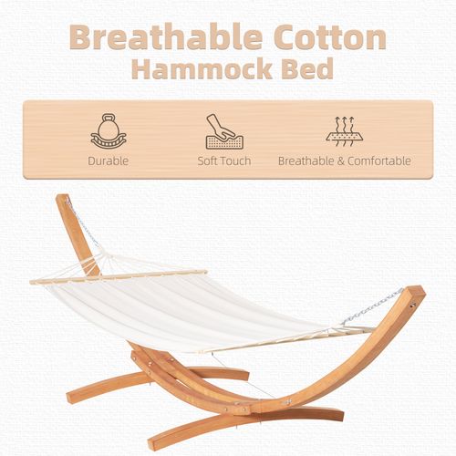 Outdoor Hammock with Curved Wooden Stand