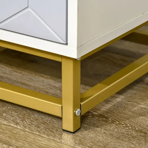 Art Deco 2-Drawer Bedside Table with Steel Frame