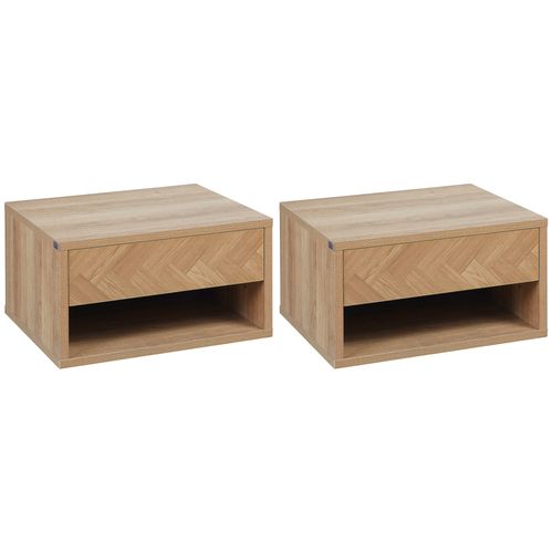 Set of 2 Floating Bedside Tables with Drawer