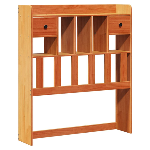 Wax Brown Bookcase Bed Frame – Space-Saving Solid Pinewood Design