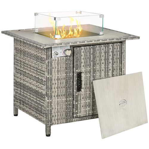 Gas Fire Pit Table with Cover & Windscreen
