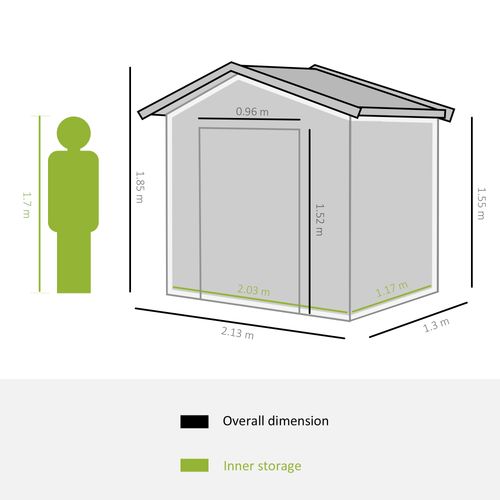 Outsunny Lockable Metal Garden Shed with Air Vents & Floor Foundation, Green
