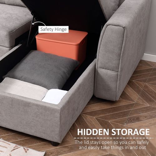 Linen-Look L-Shaped Sofa Bed.
