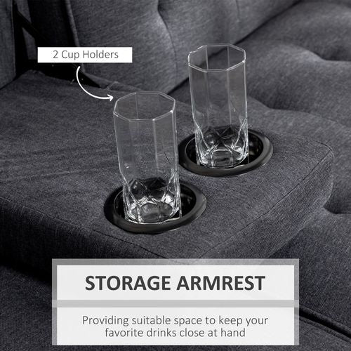3-Seater Sofa Bed with Cupholders
