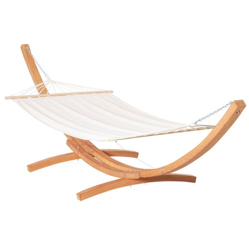 Outdoor Hammock with Curved Wooden Stand