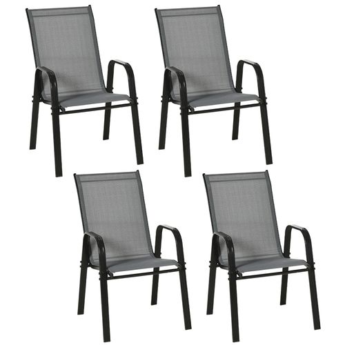 Outsunny Set of 4 Outdoor Garden Dining Chairs with High Back & Armrests
