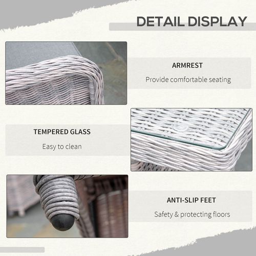 7-Piece Rattan Wicker Patio Dining Set with Tempered Glass Table
