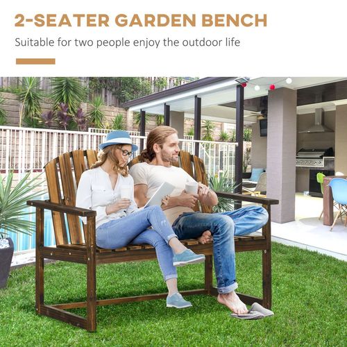 Rustic Outdoor Wooden Loveseat Bench for Two