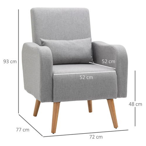 Scandinavian Grey Accent Chair with Pillow - Cozy Nordic Design