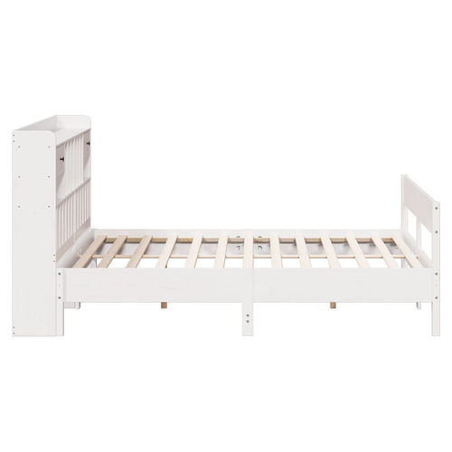 White Super King Bookcase Bed Frame in Solid Pinewood