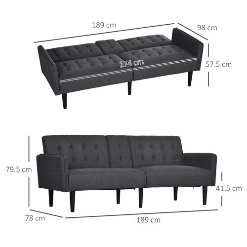 3-Seater Sofa Bed with Cupholders