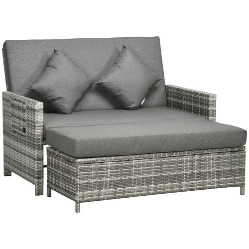 Adjustable Rattan 2-Seater Patio Daybed with Storage & Cushions