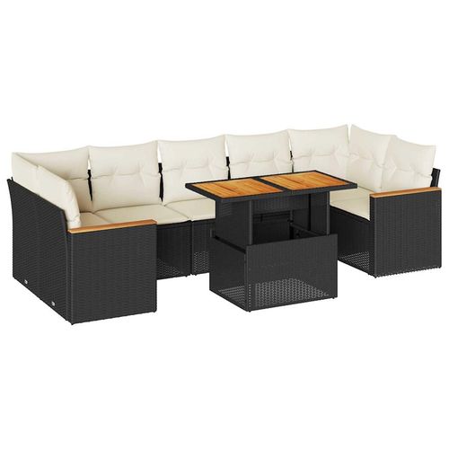 vidaXL 7-Piece Black Rattan Garden Sofa Set with Cushions & Storage