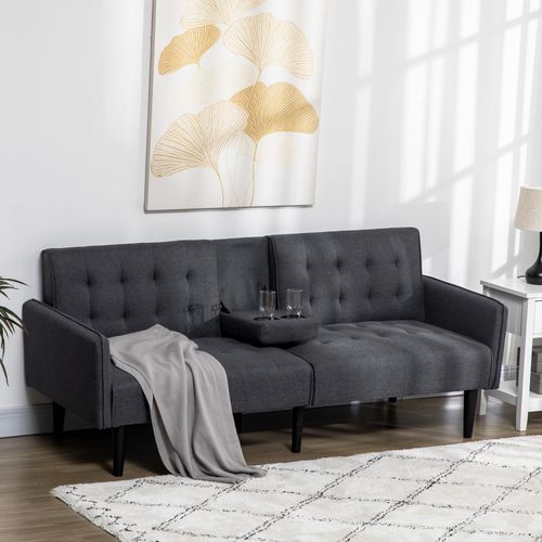 3-Seater Sofa Bed with Cupholders