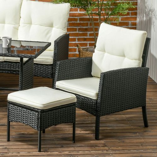 Rattan Garden Sofa Set with Cushions - 5-Piece Patio Comfort